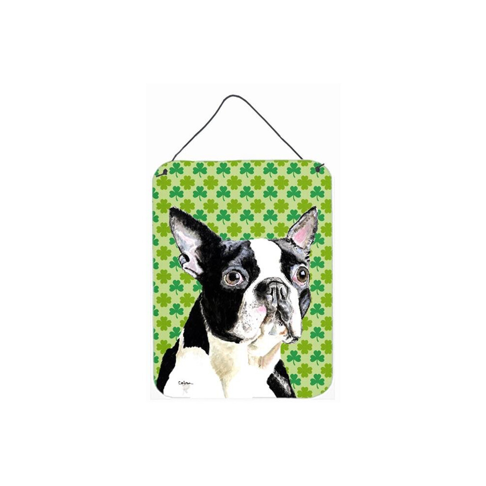 12 X 16 In. Boston Terrier St. Patricks Day Shamrock Portrait Aluminum Metal Wall & Door Hanging Prints Comfortcreator
