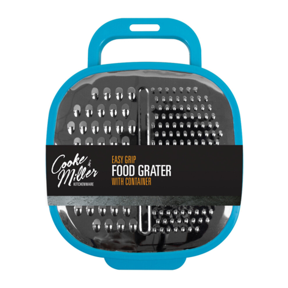 (Blue) Cooke & Miller Easy Grip Mess Free Cheese Grater with Container