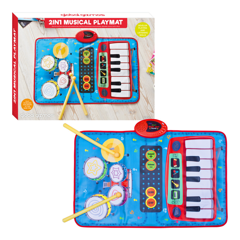 Global Gizmos 50770 2-in-1 Musical Kids' Play Mat / Keyboard & Drums