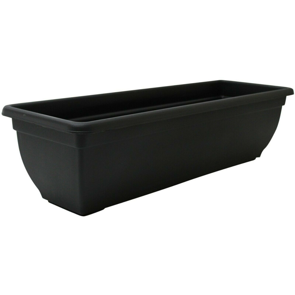 4-Pack 60cm Long Rectangular Black Plastic Trough Planters 18L