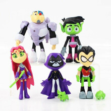 7Pcs Teen Titans Go Robin Cyborg Beast Boy Raven Azione Figura Giocattolo