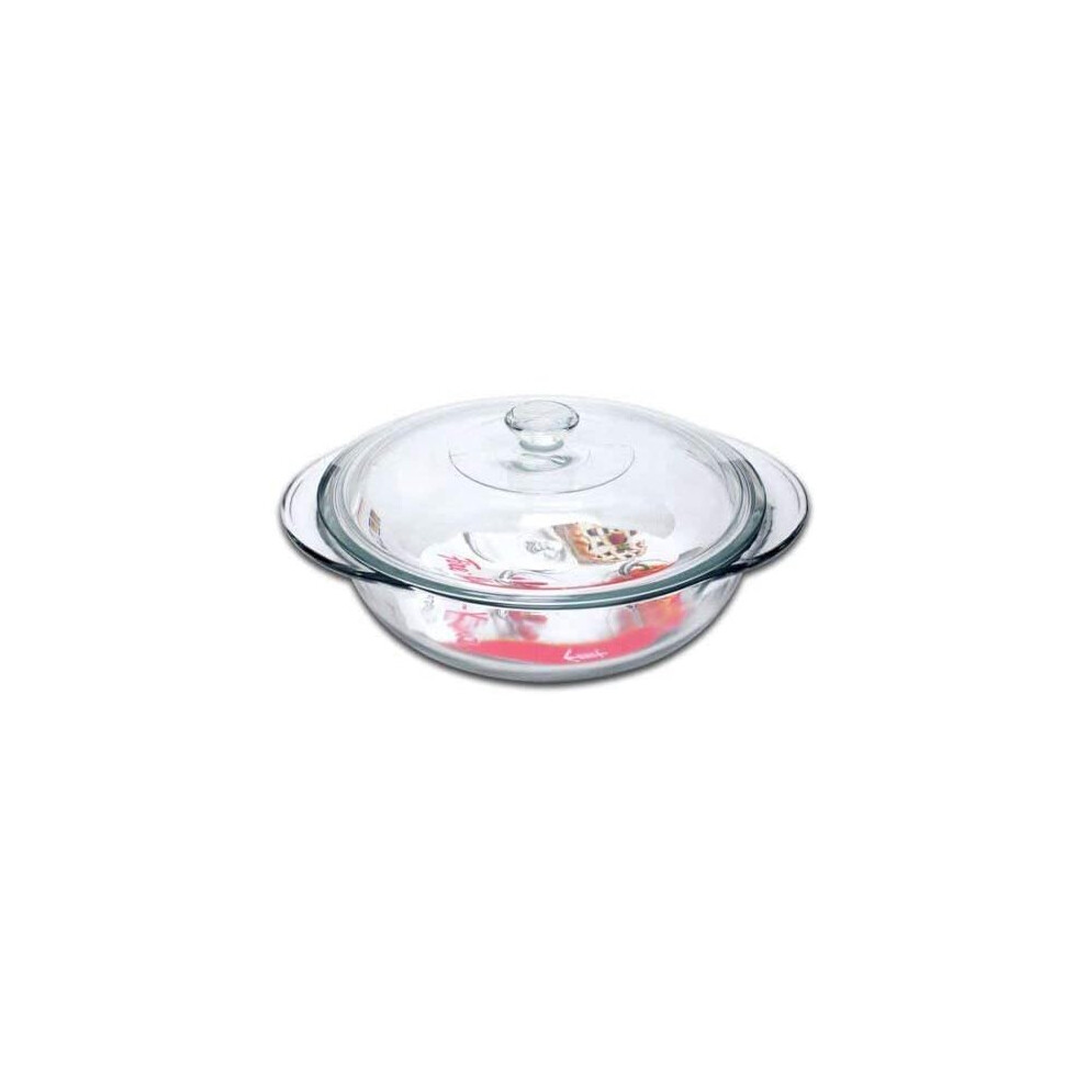 Large Round Glass Ovenware Casserole Dish Pot with Lid Dishwasher Saf