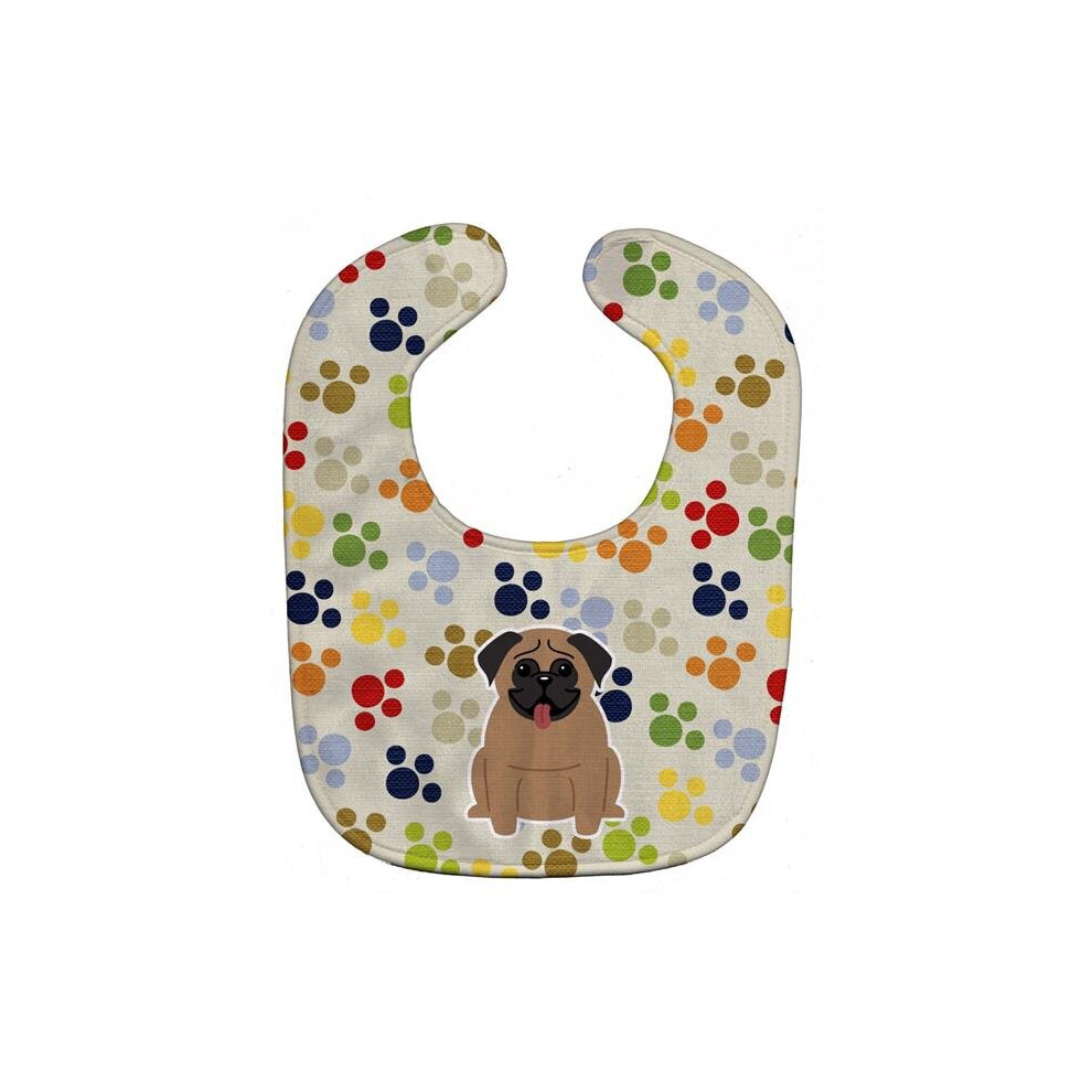 Pawprints Pug Baby Bib Brown Stationx