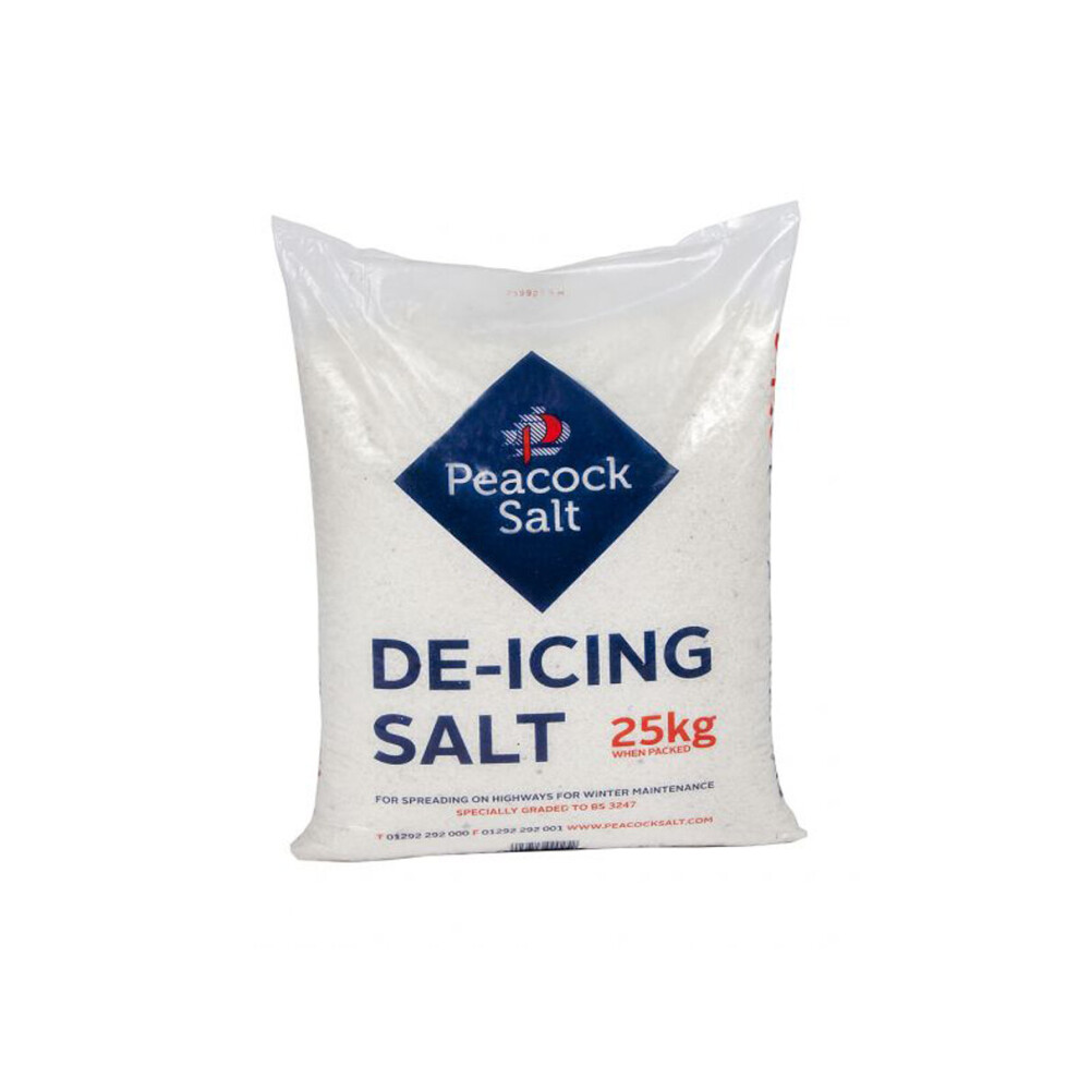 White De-Icing Rock Salt Gritting Snow Ice Driveways Paths Car Parks Winter 25kg
