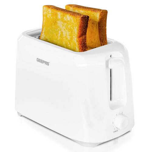 GEEPAS Geepas 2 Slice Bread Toaster Variable Browning Control 700W, White