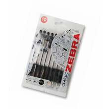 Zebra Z-Grip Retractable Ballpoint Pen, Black Ink, 1.0mm, Comfortable Rubber Grip, Pack of 10