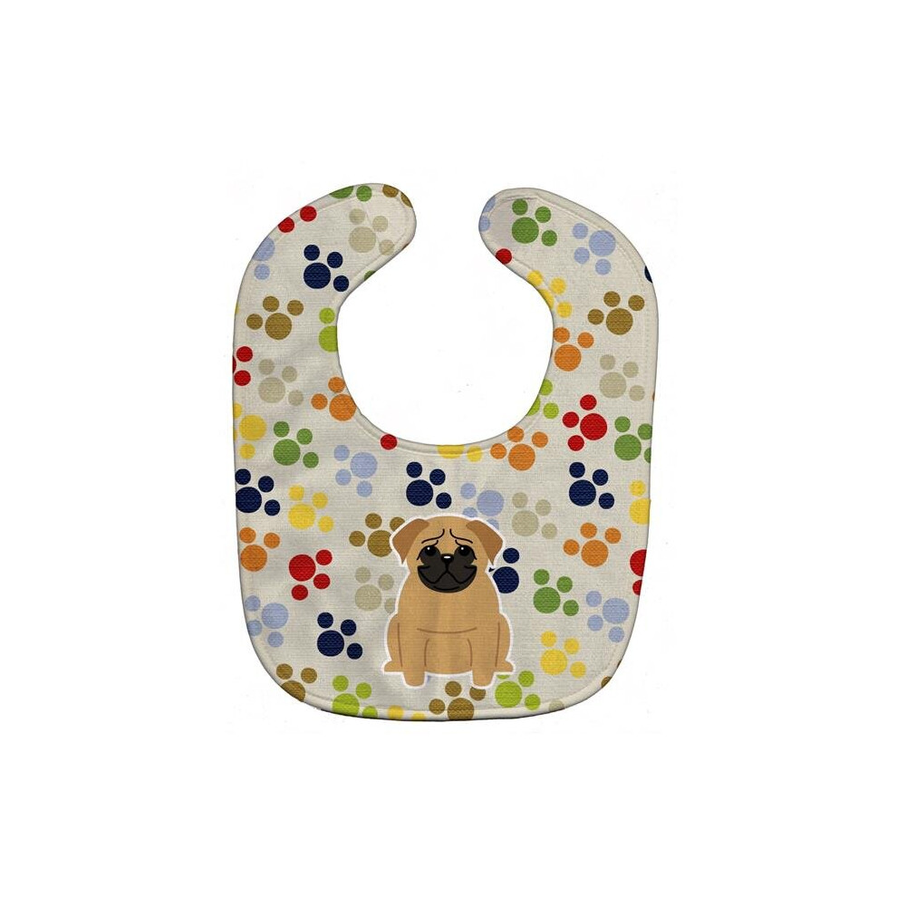Pawprints Pug Baby Bib Brown Stationx