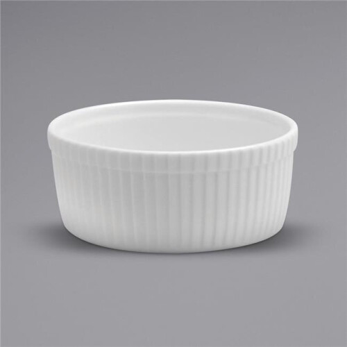 5 oz Bright White Ware Fluted Porcelain Souffle Dish