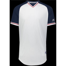 Adult Classic V-Neck Jersey - White, Navy & True Red - 3XL