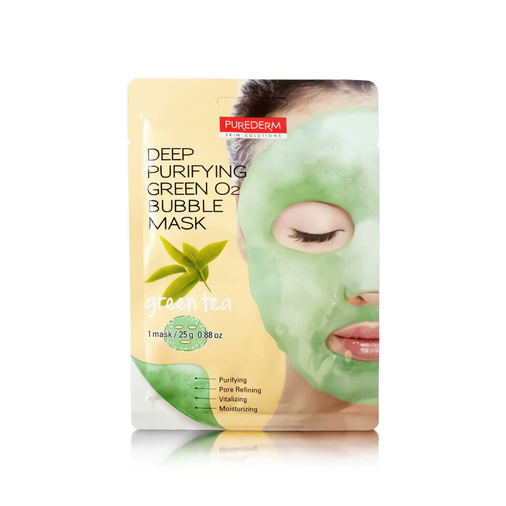 Purederm Green Deep Purifying Tea O2 Bubble Mask