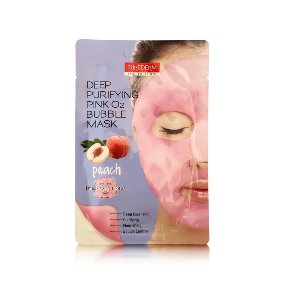 Purederm Peach Deep Purifying O2 Bubble Mask