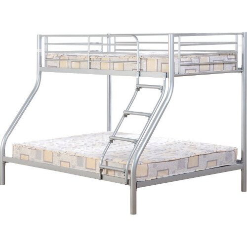 (Silver) Tandi Triple Sleeper Bunk Bed Frame - Black/Silver