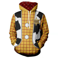 (2XL) Toy Story4 Cowboy Sheriff Woody Stripe Cosplay Hoodie Sweatshirt Pullover Jacket