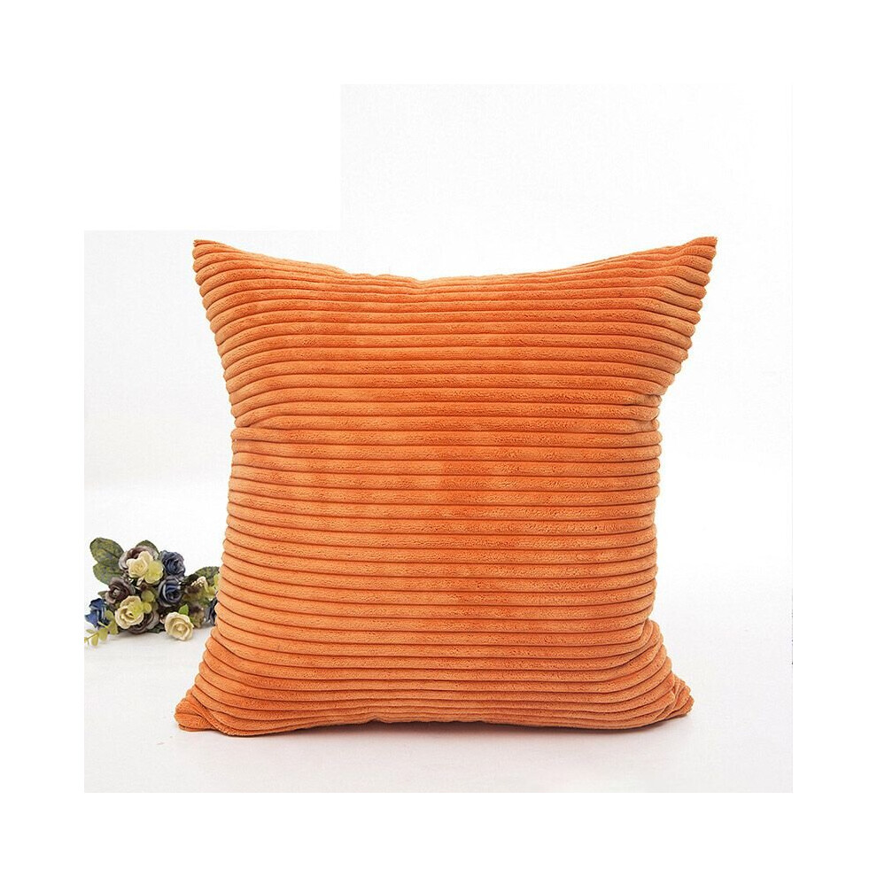 (Orange) Supersoft Striped Corduroy Solid Decor Toss Pillow Case Cushion Cover for Sofa