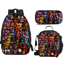 (01, 3PCS) Five Nights at Freddy's School Bag Backpack Lunch Bag Pencil Case Kid Gifts