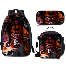 (04, 3PCS) Five Nights at Freddy's School Bag Backpack Lunch Bag Pencil Case Kid Gifts