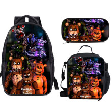 (03, 3PCS) Five Nights at Freddy's School Bag Backpack Lunch Bag Pencil Case Kid Gifts