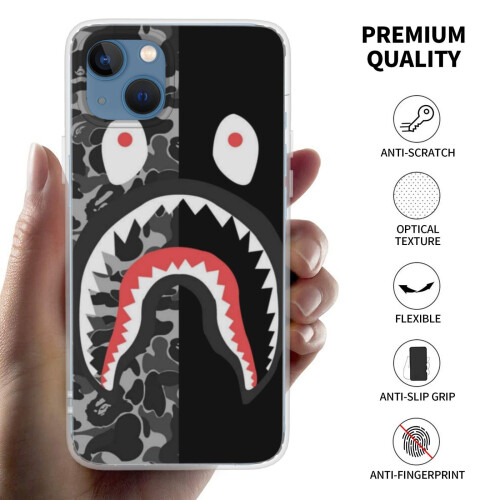 (Bape-Shark-1, iPhone 13 (6.1 inch)) iPhone Case Clear Shockproof Protective Case 2