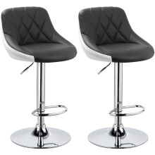 Modern Black White PU Bar Stools UK Kitchen Chairs Furniture, Set of 2