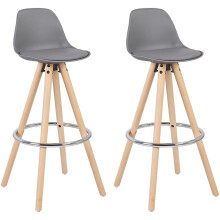 2X Bar Stools UK Kitchen Chairs Grey with Wooden Leg Furniture, Best