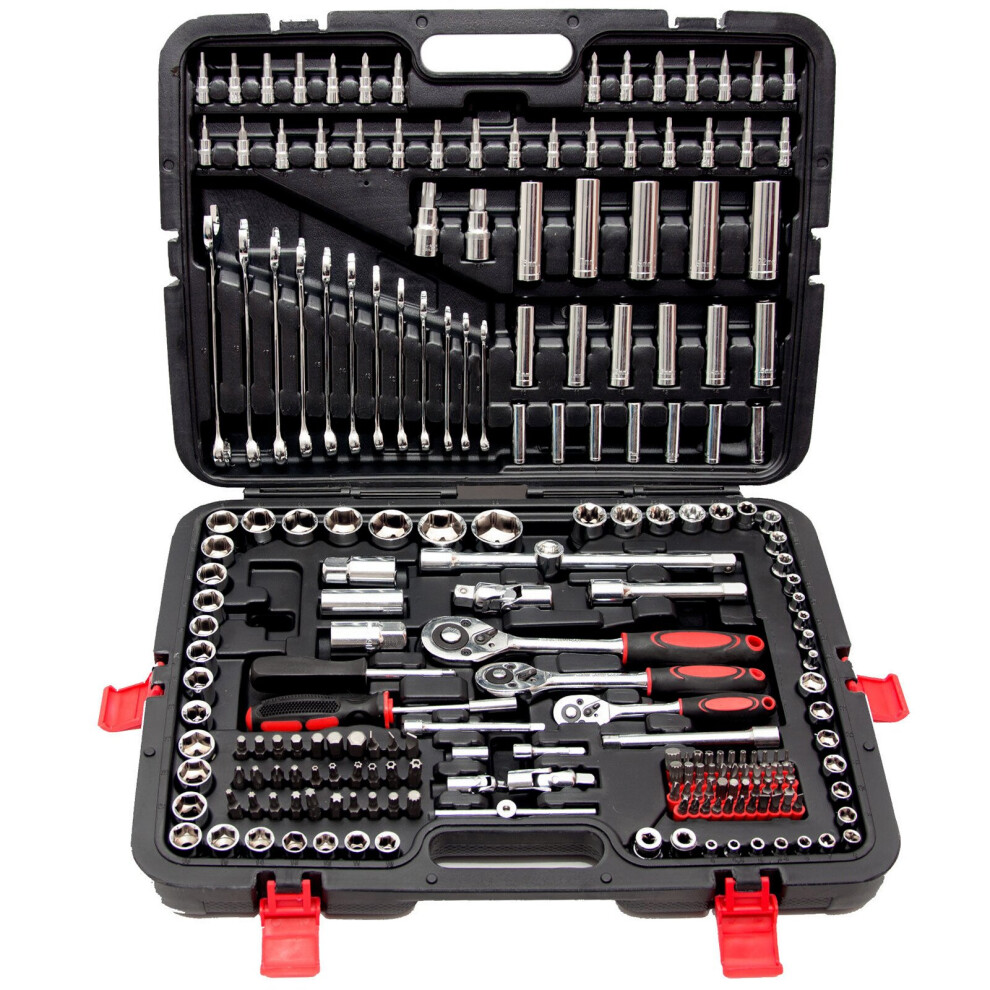 216 PCS Ratchet Spanner Socket Set 1/2" 1/4" 3/8" Toolbox Tool Kit