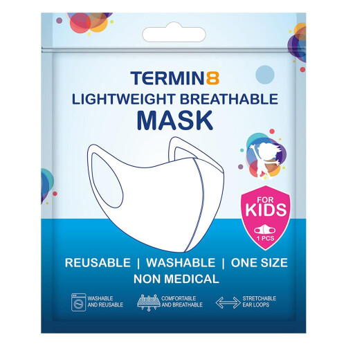 Termin8 Lightweight Breathable Reusable Face Mask for Kids - Blue 1