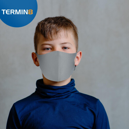 Termin8 Lightweight Breathable Reusable Face Mask for Kids - Grey 1