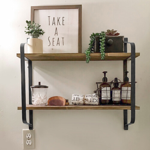 Living And Home 2 Tier Wood Floating Wall Shelf Display Bookshelf Storage Rack