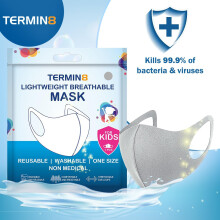 Termin8 Lightweight Breathable Reusable Face Mask for Kids - Grey