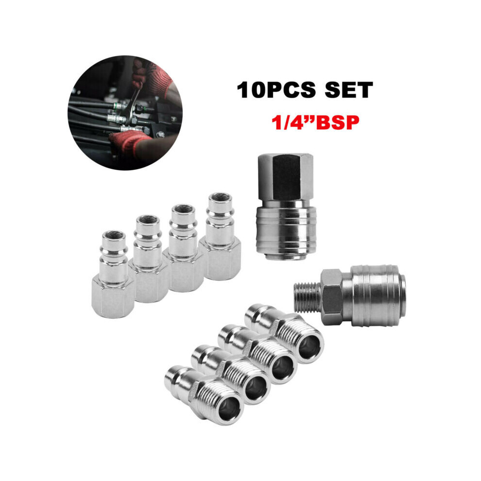 10x Air Line Hose Compressor Fitting Connector 1/4" BSP 