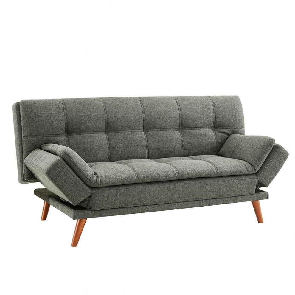 Duncan Fabric Sofa Bed With Adjustable Armrests And Wooden Legs