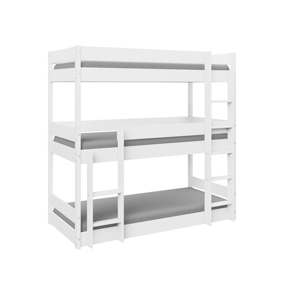 Kennedy Triple Bunk Bed Kids High Sleeper, White