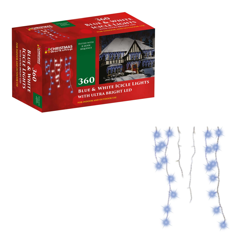 The Christmas Workshop 78650 360 Blue & White LED Icicle Chaser Lights
