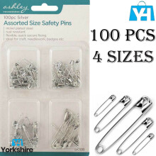 100 Piece Assorted Size Safety Pins Small Medium Large Dressmaking Craft Pin