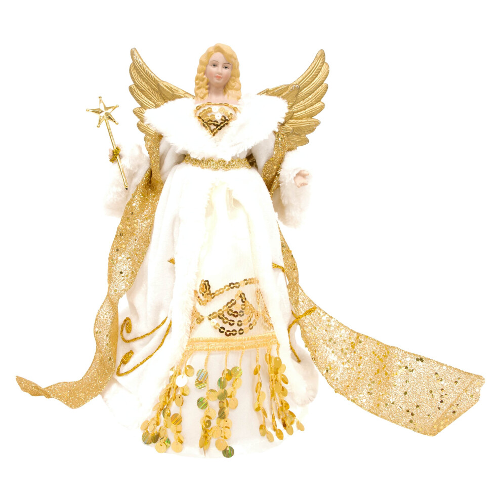 The Christmas Workshop 82050 30cm Cream & Gold Christmas Tree Angel