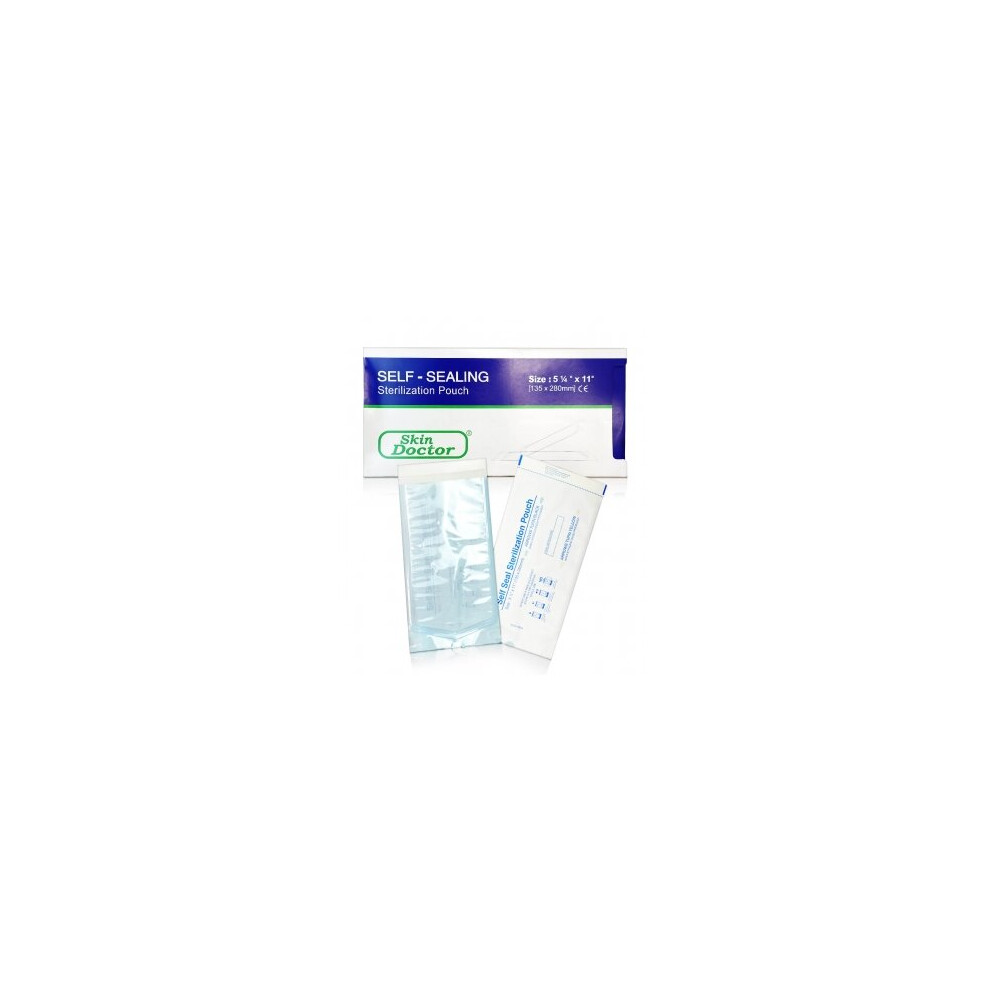 Skin Doctor Self-Sealing Sterilization Pouch for Safe, Hygienic Tool Sterilization and Storage 90x260mm (Box of 200 Pouches)