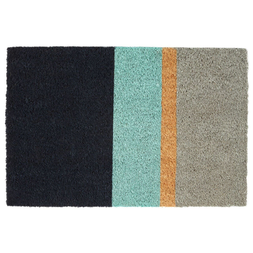 Premier Housewares Japandi Stripe Dark Doormat Made With Anti-Slip Pvc