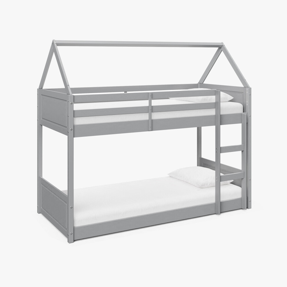 Miller Bunk Bed House Single Kids Frame, Grey