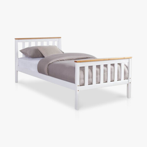 Woodford Wooden Bed Frame White & Oak Single, Double or King on OnBuy