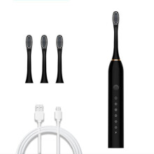 (Black) Sonic Electric Toothbrush Ultrasonic Automatic USB Rechargeable IPX7 Waterproof