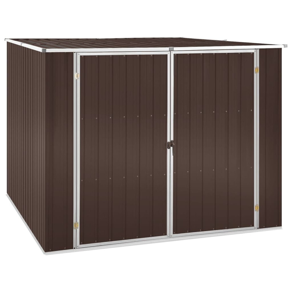 vidaXL Garden Shed Brown 195 cm Galvanised Steel Storage Tool House Carport
