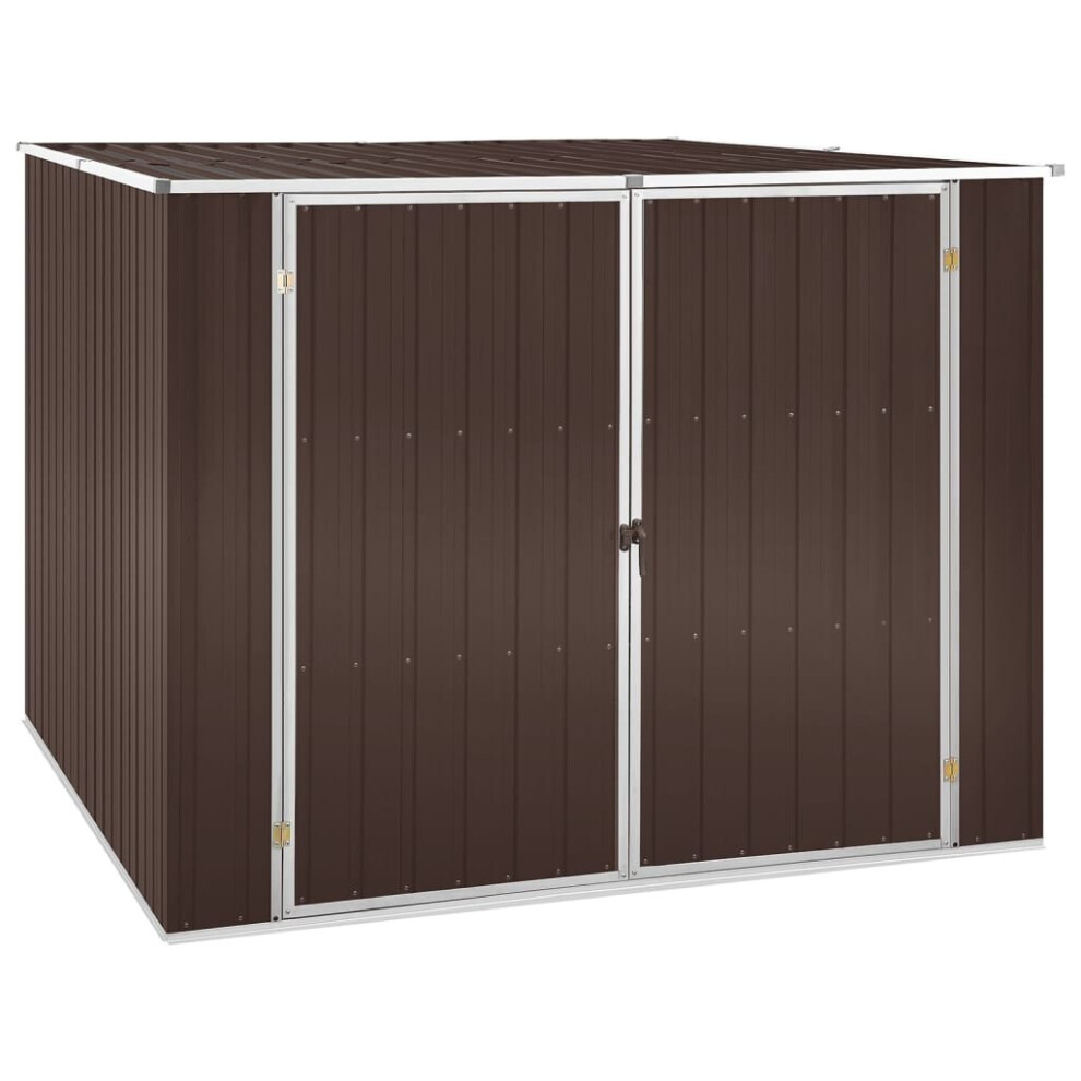 vidaXL Garden Shed Brown 195 Cm Galvanised Steel Storage Tool House Carport