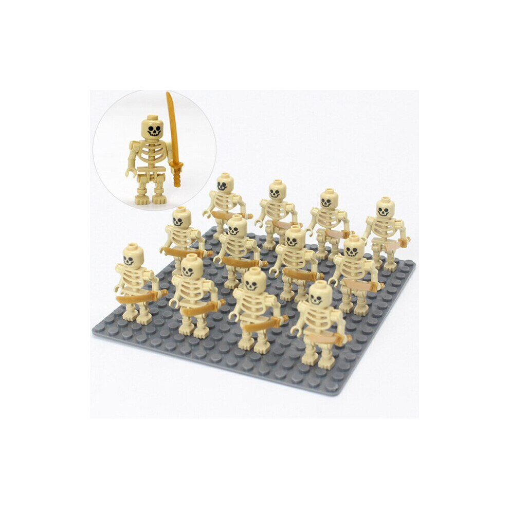 (YL) 12PCS Medieval Skeleton Building Block Minifigure Ninja Bones Minifiguration Army Skeleton Corps Toy