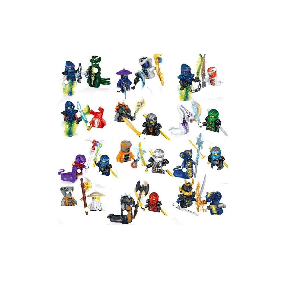 Cairo (24Pcs) Mini Japan Anime Movie Action Figures Building Toys Superhero Samurai Motorcycle Snake Skeleton Characters Figurine Dolls Brick