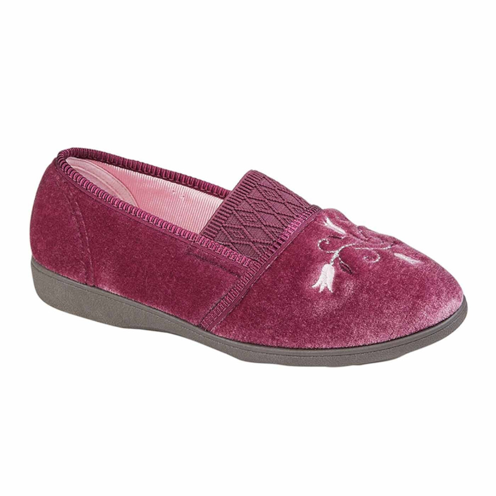 Sleepers Inez Gusset Throat Patterned Indoor Slipper Heather 4 UK
