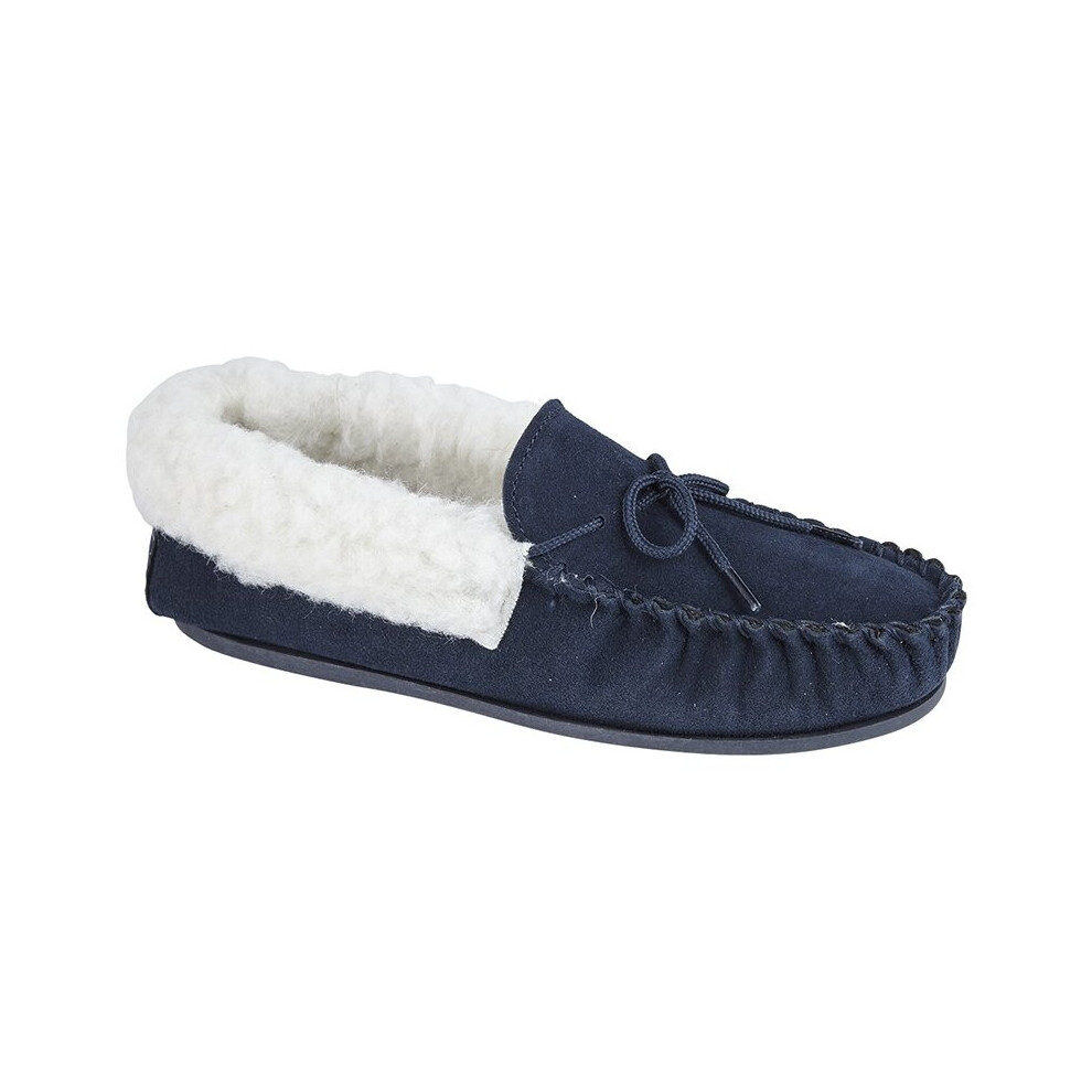 (7 UK, Navy) Mokkers Womens/Ladies Emily Suede Moccasin Slippers