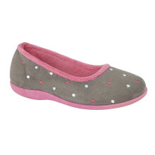 Sleepers Womens/Ladies Isla Memory Foam Dotted Ballerina Slippers Grey/Fuchsia 8 UK