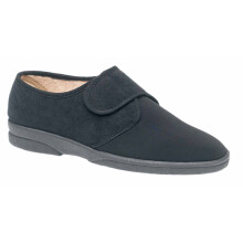 (10 UK 3X-Wide, Black) Sleepers Mens Arthur Superwide Touch Fastening Slippers