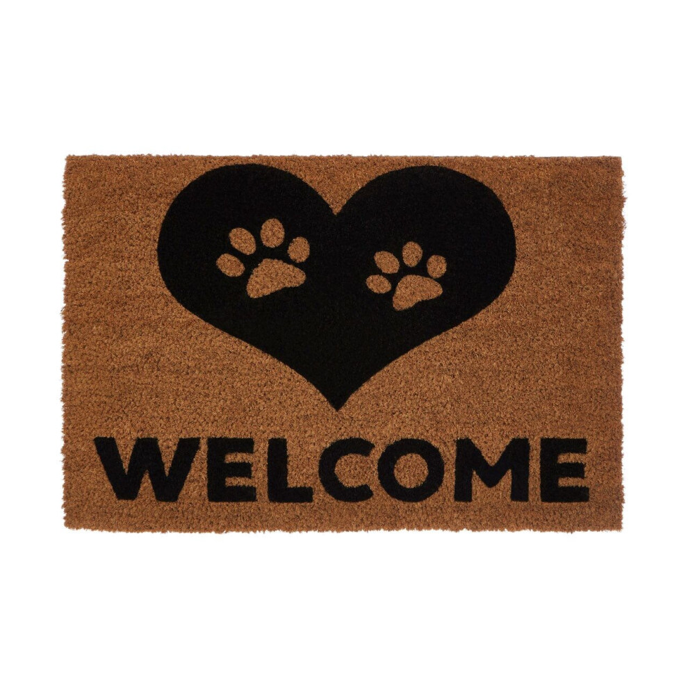 Premier Housewares Paw Heart Doormat Made With Anti-Slip Pvc