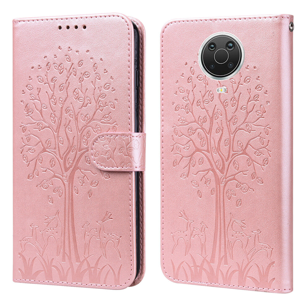 Nokia G20/G10/6.3 Case Leather Cover Embossing Etui Coque - Tree And Deer Pink 8936719708581